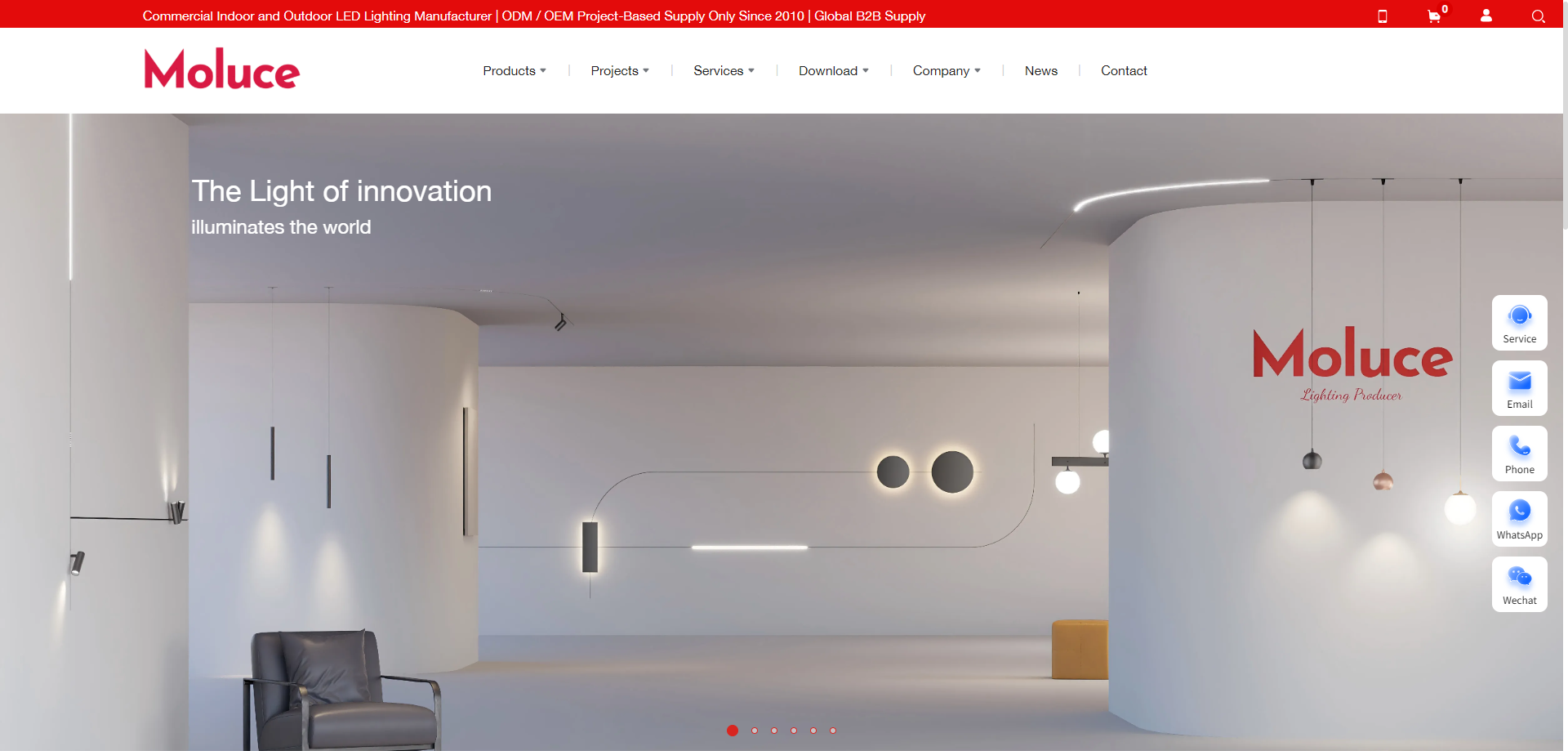 Moluce Lighting OEM factory floor and retail brand fixtures, representing Tier 3 accessible and custom lighting solutions.